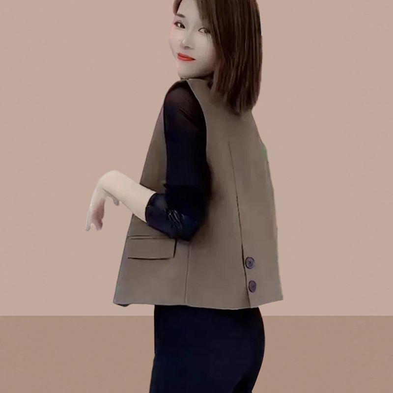 Sommer Modische Casual frauen Kurze Anzug Weste Ärmellose Schwarze Jacke