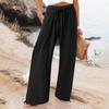 2023 Trendy Wide-Leg Elastic Waist Solid Color Casual Pants