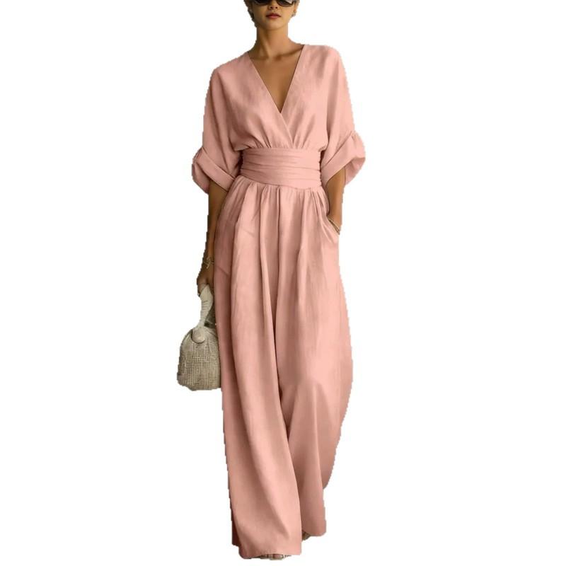 2026 Bohemian Wide-Leg Jumpsuit With Waist-Cinching Fit Functional Pockets - Collection
