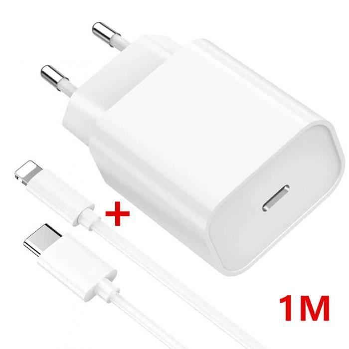 Chargeur Rapide USB-C - E.F.CONNECTION - iPhone 13/14 - Câble 1M - Blanc - Compatible avec plusieurs modèles