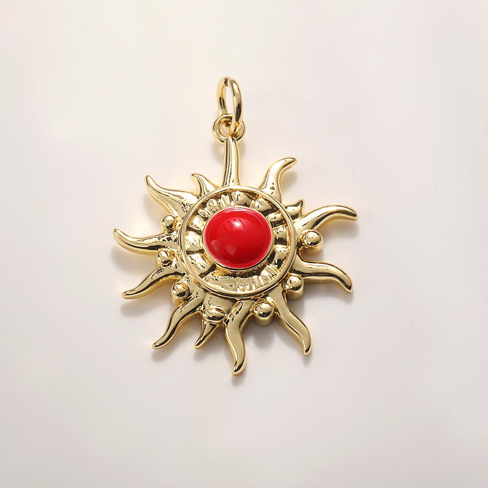 Trendy Sun Pendant Copper Gold-Plated Drip Oil DIY Jewelry: Necklace, Bracelet, Earring Accessories for Women