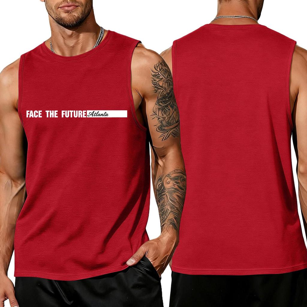 Men's Loose And Casual Trend Letter Pattern Printed Tank Top For Men, Men's Sporty Breathable Sleeveless Top