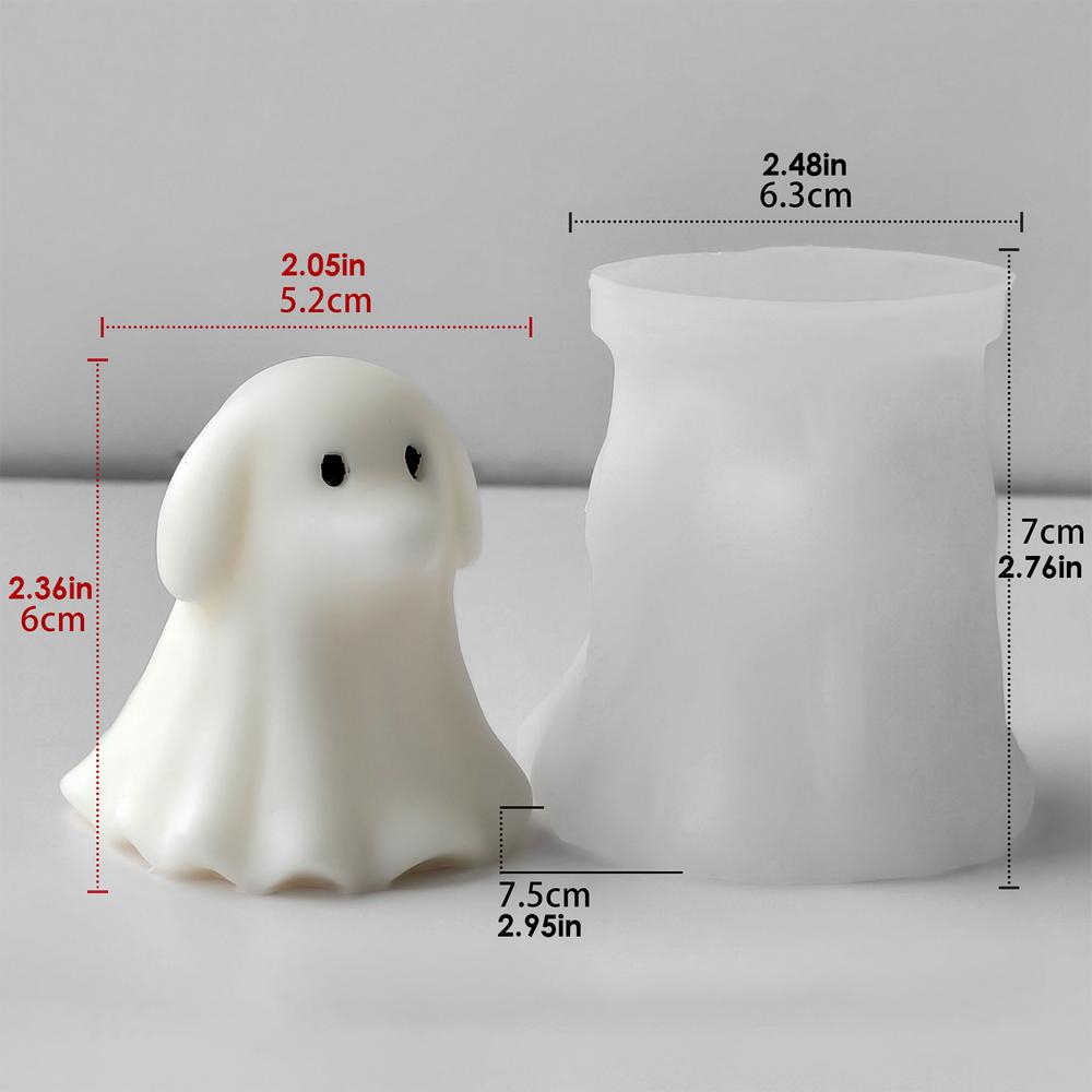 Ghost Shape Silicone Mold Halloween Candle Stencil Cute Spooky Haunted House Decor Making For Cake Decor Clay Craft Chocolate