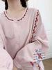 2025 Spring Retro Ethnic Embroidered Stand Collar Oversized Women's Cardigan Long Sleeve Shirt