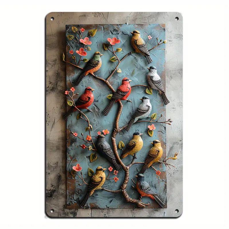 Metal Tin Poster Pastoral Birds Metal Tin Signs Posters Plate Wall Decor for Bars Restaurant Cafe Clubs Retro Posters Plaque