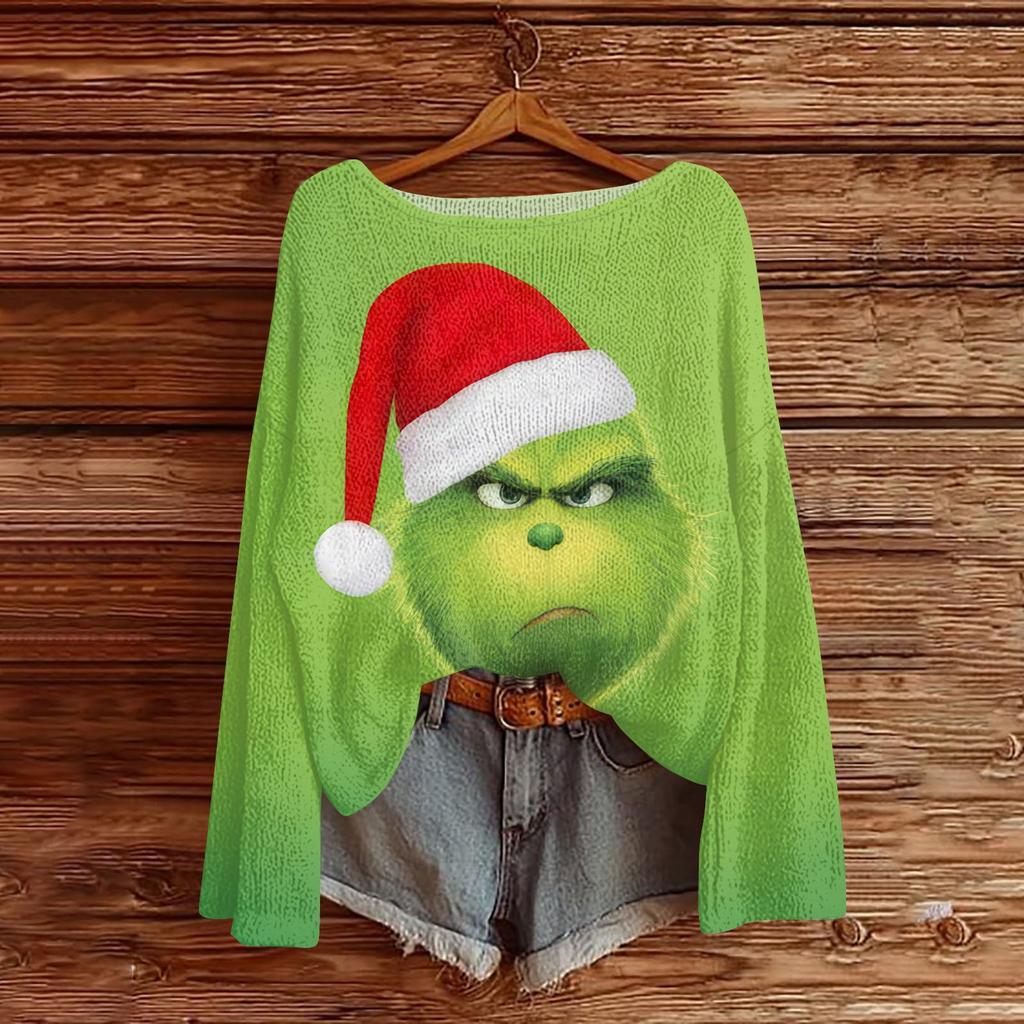 Christmas Sweatshirts For Women Knit Sweater Cute Shirt Fall Crewneck Pullover Tops