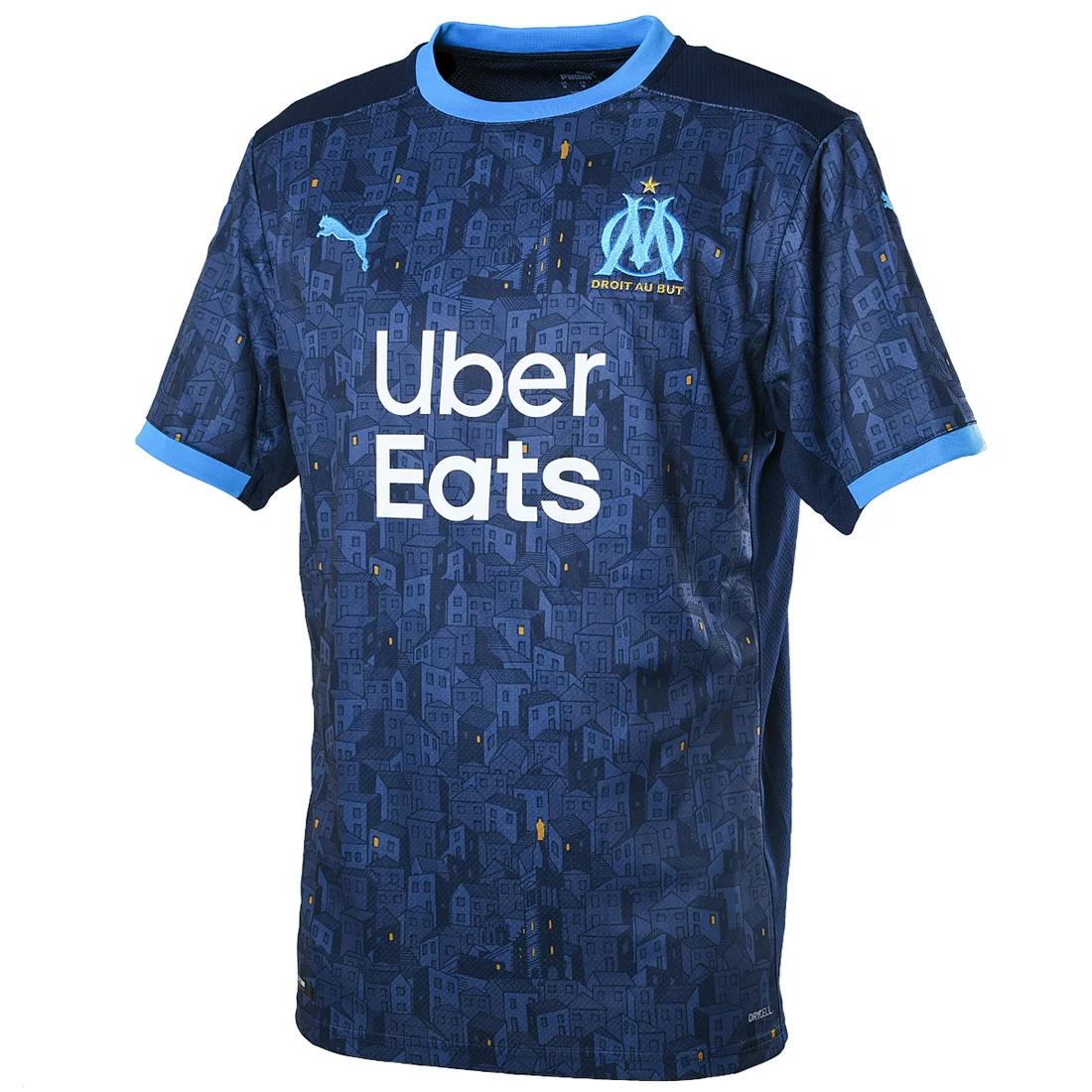 Puma Olympic Marseille 20/21 Away Replica Fan Short Sleeve Football Shirt Men tops 757037-03 S