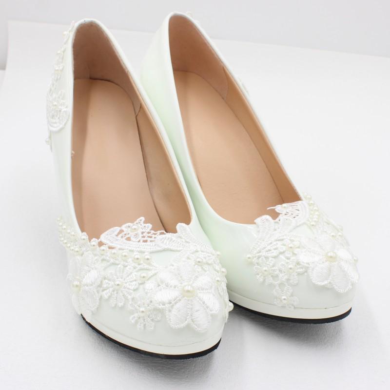 Starry Cat Women's White Lace High-Heel Wedding Shoes - Round Toe, New Style 2302