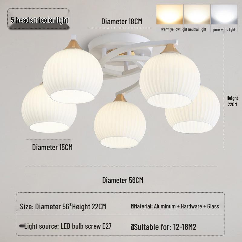 Moderner minimalistischer nordischer Cremefarbener Kürbis-Kronleuchter für Wohnzimmer oder Schlafzimmer