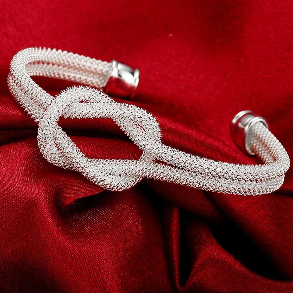 Bracciali Trendy in Argento 925 Braccialetto Charms Carini Aperti per Donne Gioielli di Moda Regolabile Dimensioni Bracciale Manicotto Festa di Matrimonio