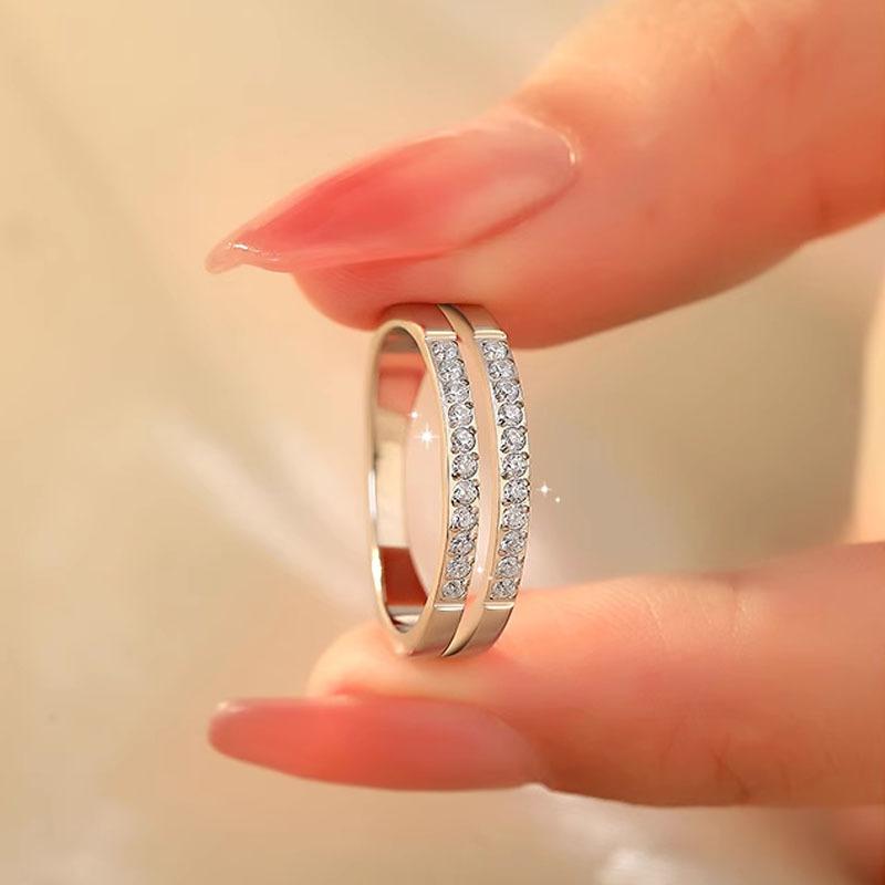 Korean Style Simple Double-layered Titanium Steel Ring for Women, High-end and Cold Style Index Finger, Versatile Ring