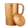 Pure Copper Drinkware Gift Set of 1 Jug & 2 Glass with Gift Box & Hammered Matt Finish Design, Gifting Item for Diwali, Jug-1.5 Liter & Glass-300 ML