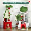 Christmas Cat Tree, 120cm Cat Tower with Scratching Post & Board, Platform, Toys, Green