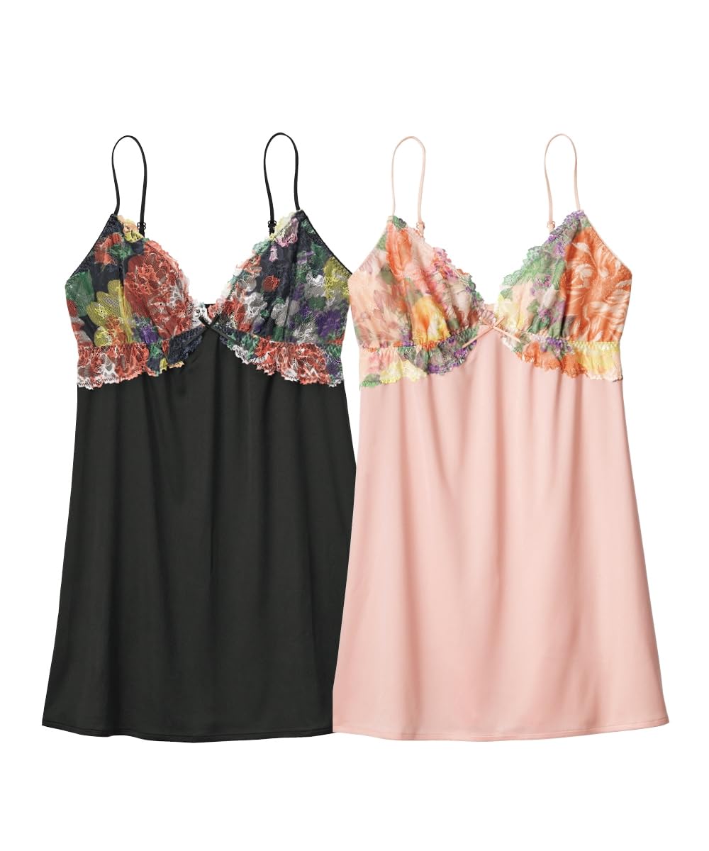 

Nissen Кружевной комплект-майка с цветочным принтом персиково-розового цвета, размер 8L, женские комбинации, 2, черный,