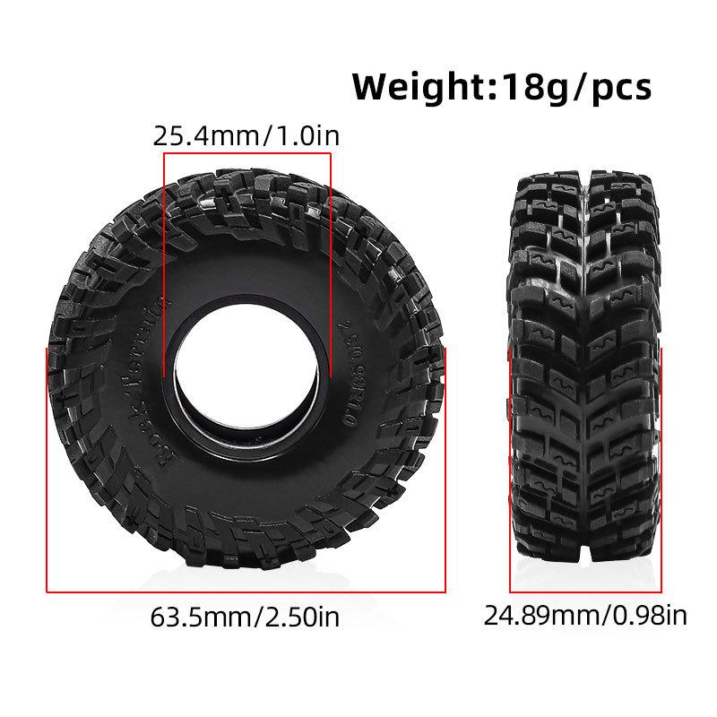4PCS 1.0inch 57-67mm RC Crawler Tires Wheel Rim for 1/18 RC Rock Crawler Axial SCX24 Bronco AX24 TRX4M Defender FMS FCX18 FCX24