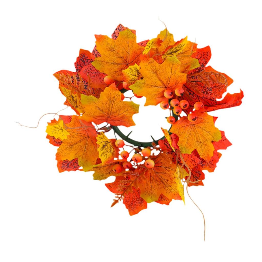 Halloween Candle Ring Wreath Maple Leaf Candle Holder Autumn Candle Rings for Tabletop Living Room Party Thanksgiving Home