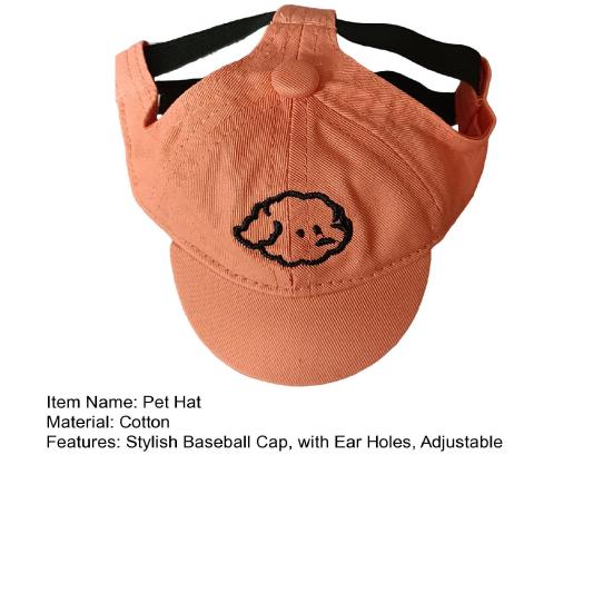 Pet Baseball Cap Breathable Dog Wide Brim Hat Adjustable Sun Protection Cap with Ear Holes for Small Dogs Summer Outdoor Walks