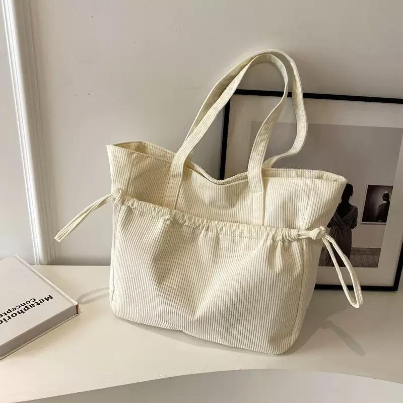 Large Capacity Corduroy Tote Bag Women's Autumn and Winter New Pumping Belt Women's Bag Student Shoulder Bag Armpit Big Bag