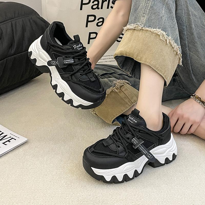 

Mesh breathable casual sports shoes women s 2024 spring and autumn new high-value popular super thick sole super soft heightening shoes 35 бежевый