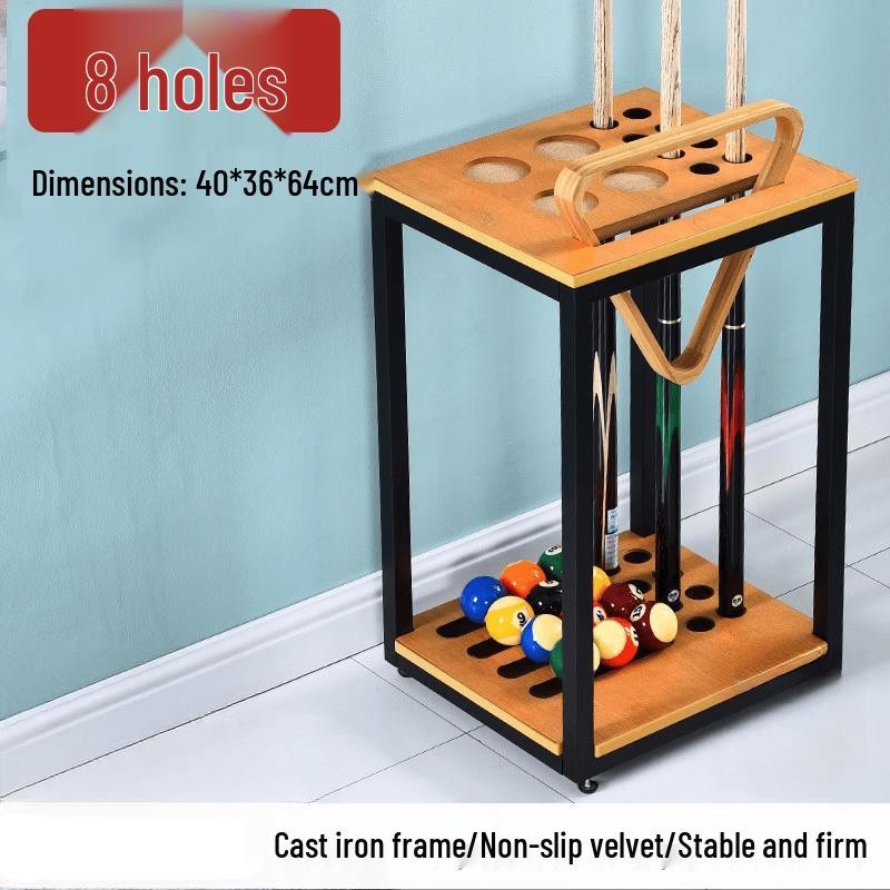 8-Hole Square Iron Billiard Cue Rack