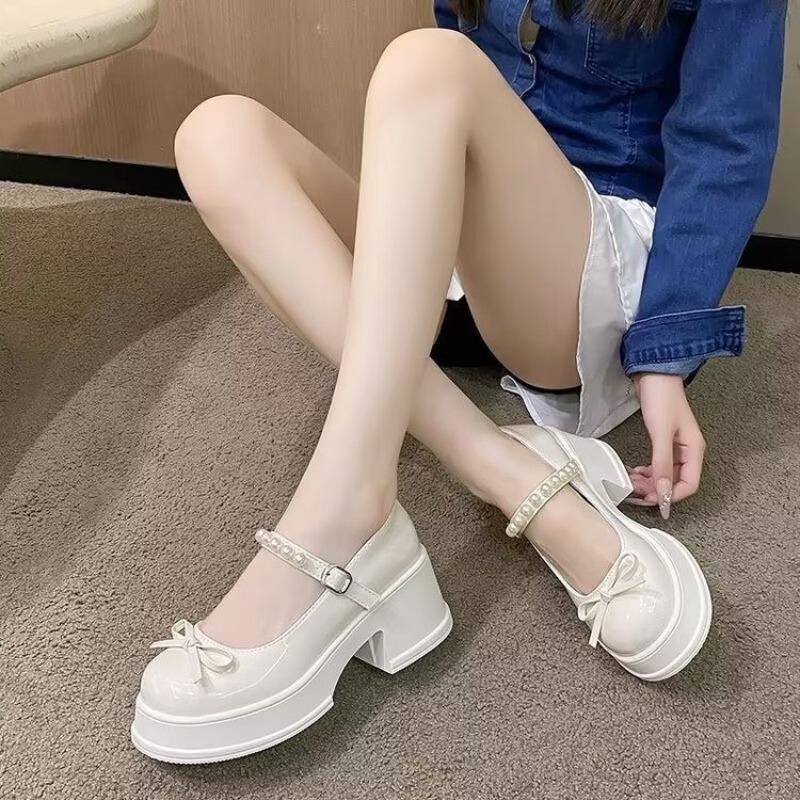 Women's Style Autumn Flat Mary Jane Shoes Preppy British Design Thick Sole Lulu Women Single Shoes Rubber Leather Lolita Shoes