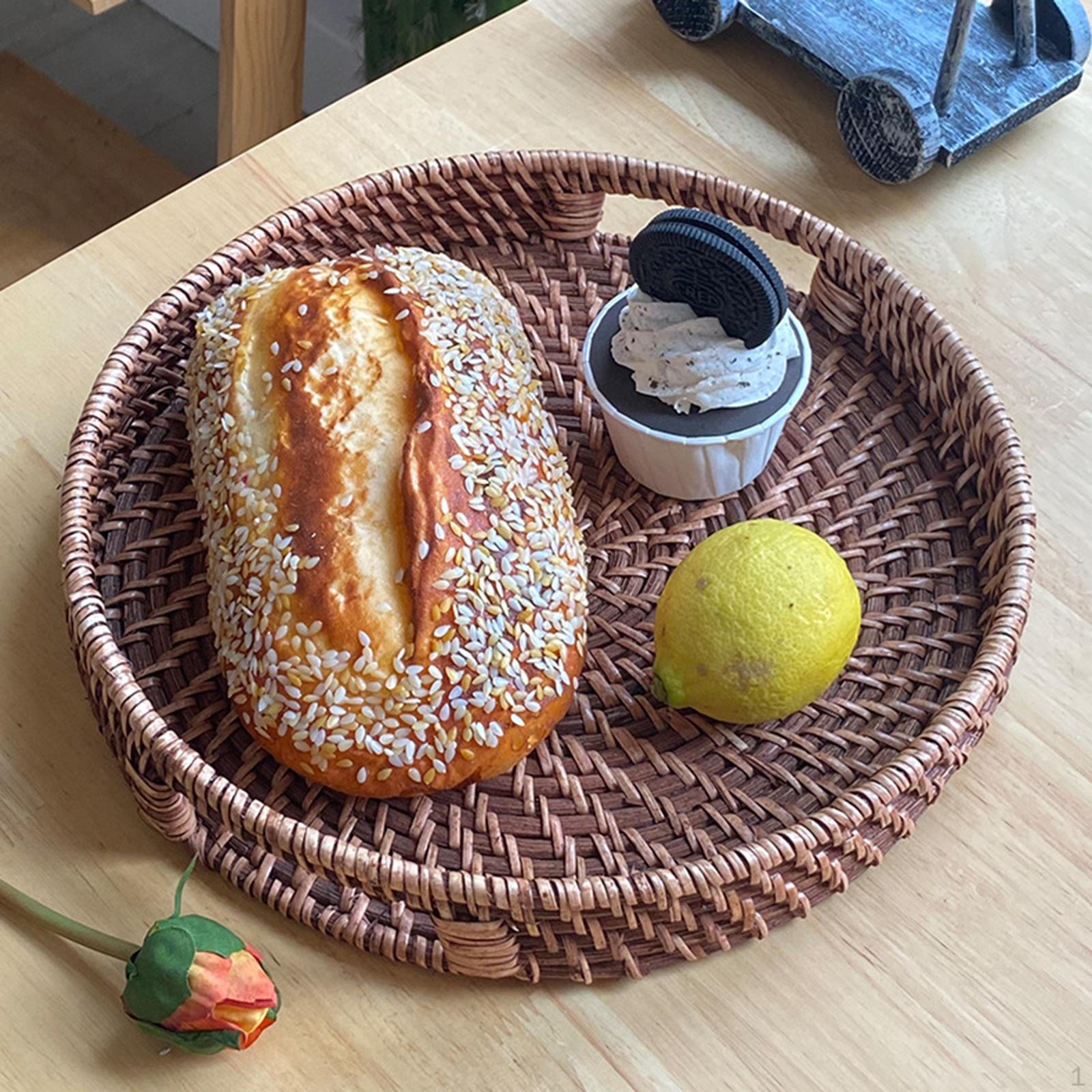 

Ручной плетеный поднос из ротанга, декоративная столешница, многофункциональный домашний декор, круглый M