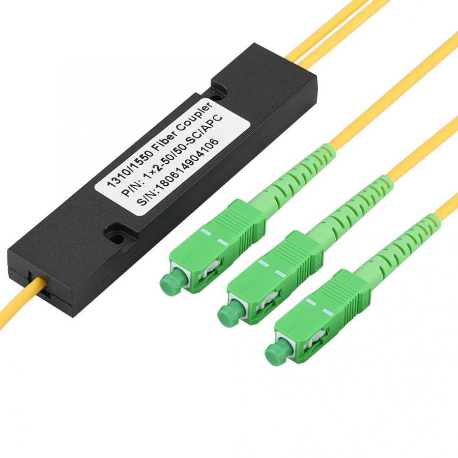 1X2 PLC Singlemode Fiber Optical Splitter SC/APC PCL Splitter Computer Cable Sleeve