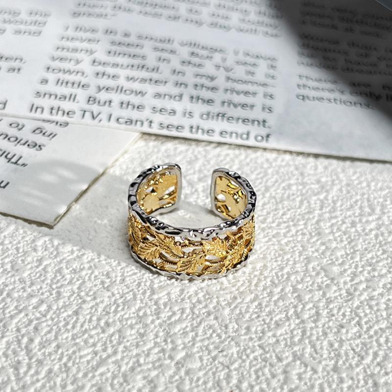 2026 Court Style Retro Heavy Industry Geometric Irregular Brushed Open Ring Women Ins Light Luxury Fashion Exquisite Index Finger Ring