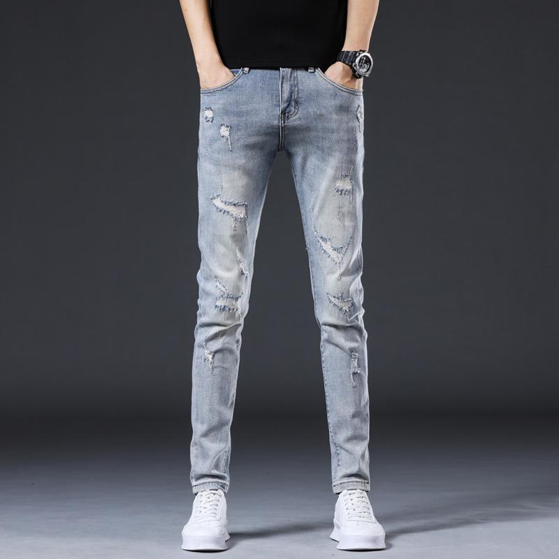 New Summer Jeans Slim Nine-point Stretch Casual Long Pants for Men