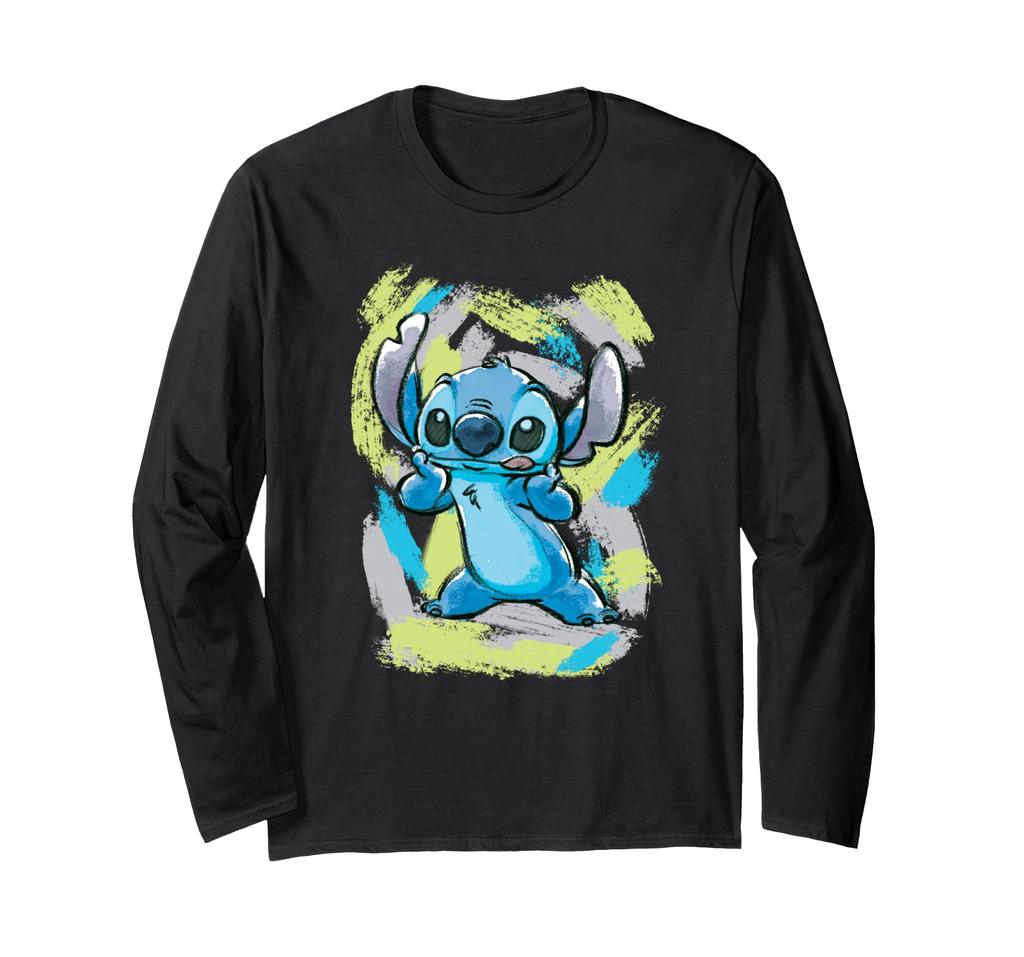 Disney Lilo & Stitch Watercolor Brushstroke Long Sleeve T-Shirt