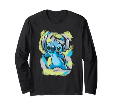 Disney Lilo & Stitch Watercolor Brushstroke Long Sleeve T-Shirt