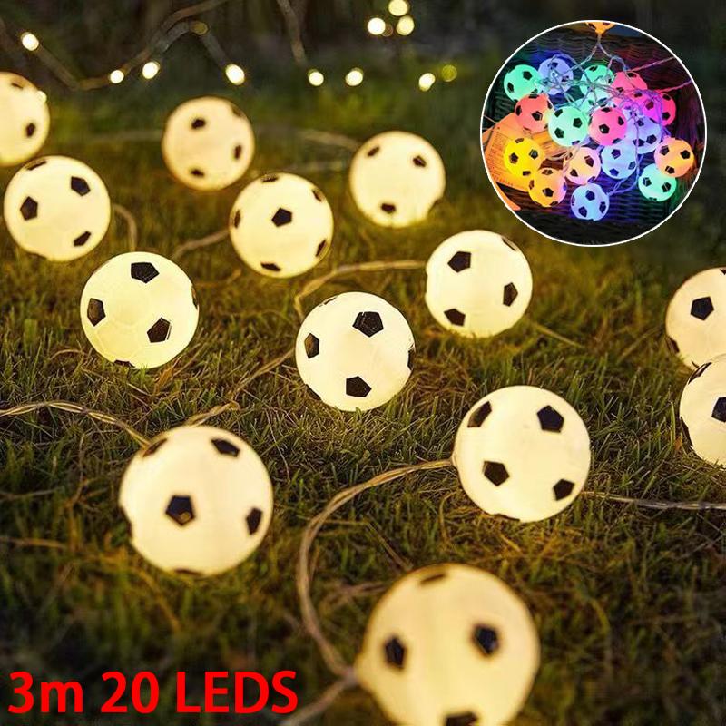 

2022 World Cup Decor String Lights Soccer,3M 20 PCS Football String Lights Waterproof Fairy Christmas Lights USB Powered Decoration