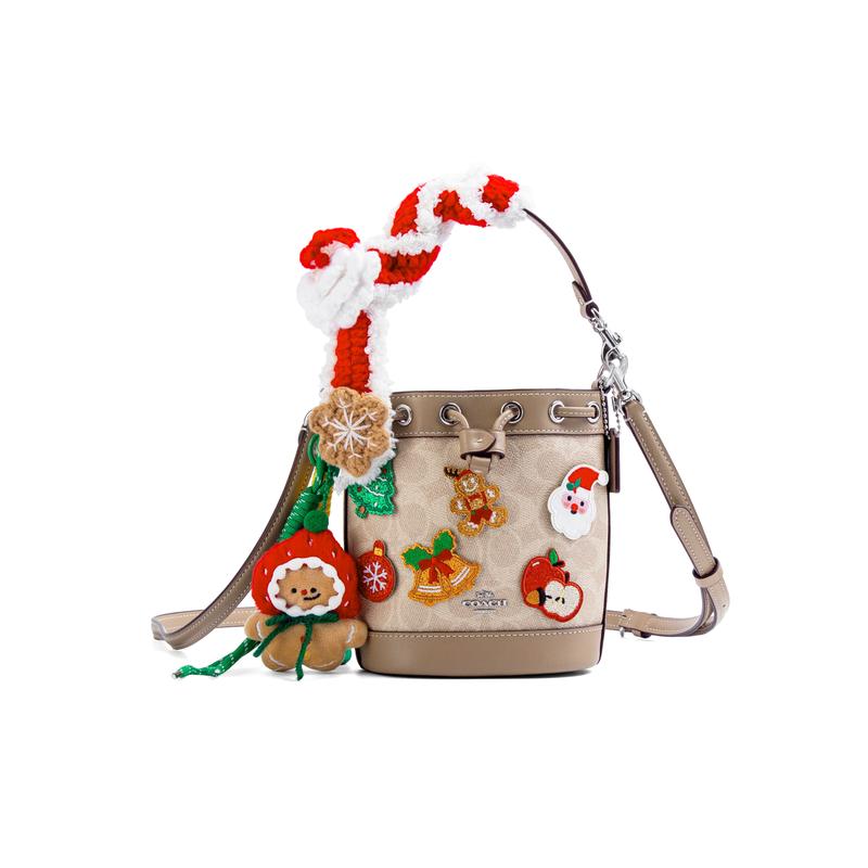 

COACH handbag [Customized bag] Dempsey 15 Fairy Tale Ding Duo Embroidered Patch Festive and Cute Fashionable and Versatile Simple Fairy tale wandering коричневий