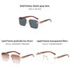Leopard Theme Minimalist Metal Frame Square Sunglasses With Gray Lenses For Travel And Parties