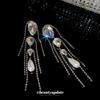 Silbernadel Luxuriöse Diamantbesetzte Imitationsperlen Tropfen Quaste Ohrringe - Elegantes Europäisches & Amerikanisches Hängeaccessoire.
