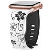 Compatible with Apple Watch: Laser Engraved Two-Color Floral Butterfly Silicone Strap with 3D Design