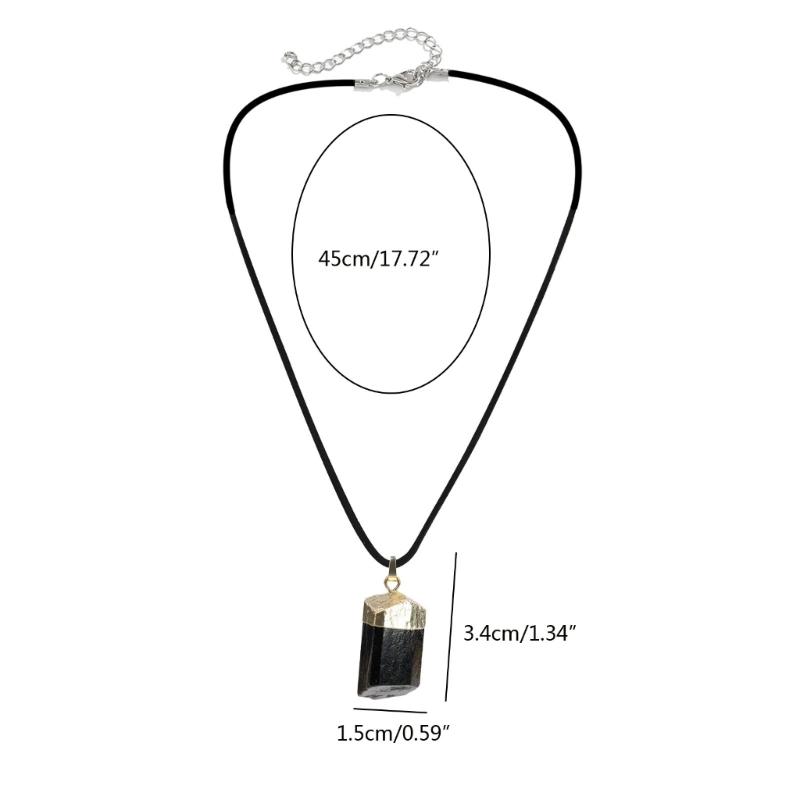 Handcrafted Natural Stone Neckchains Black Tourmalines Pendant Necklace Stones Drop Pendants Costume Accessories Choker
