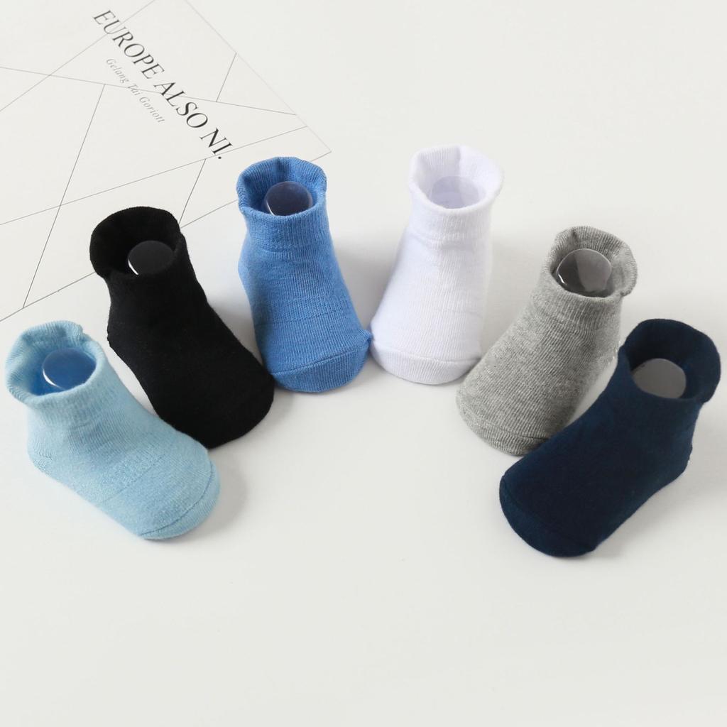 6 Pairs/lot 0 To 5 Years Anti-slip Non Skid Ankle Socks With Grips For Baby Toddler Kids Boys Girls All Seasons Cotton Socks