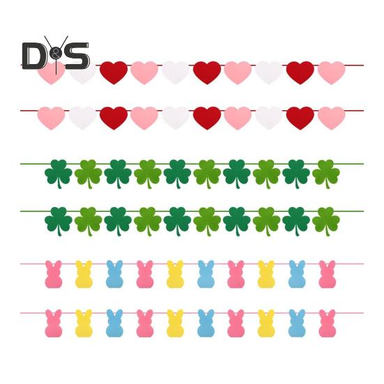 

6 шт. Праздничные баннеры из фетра с сердечками ко Дню святого Валентина, баннеры с пасхальным кроликом. Баннеры с клевером ко Дню Святого Патрика, весенние декоративные баннеры для камина на стене дома 6pcs