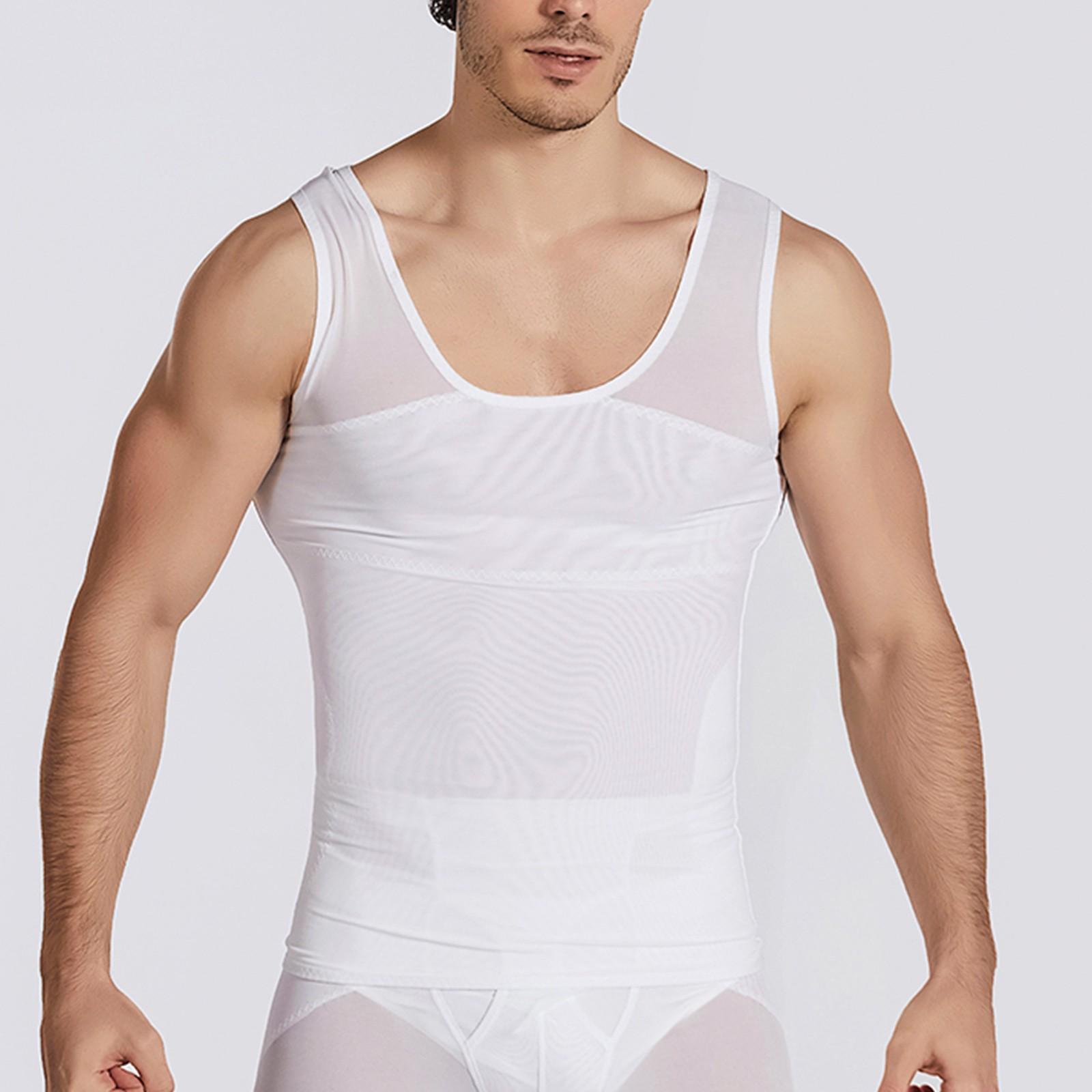 Мужской дышащий утягивающий жилет для груди XL белый