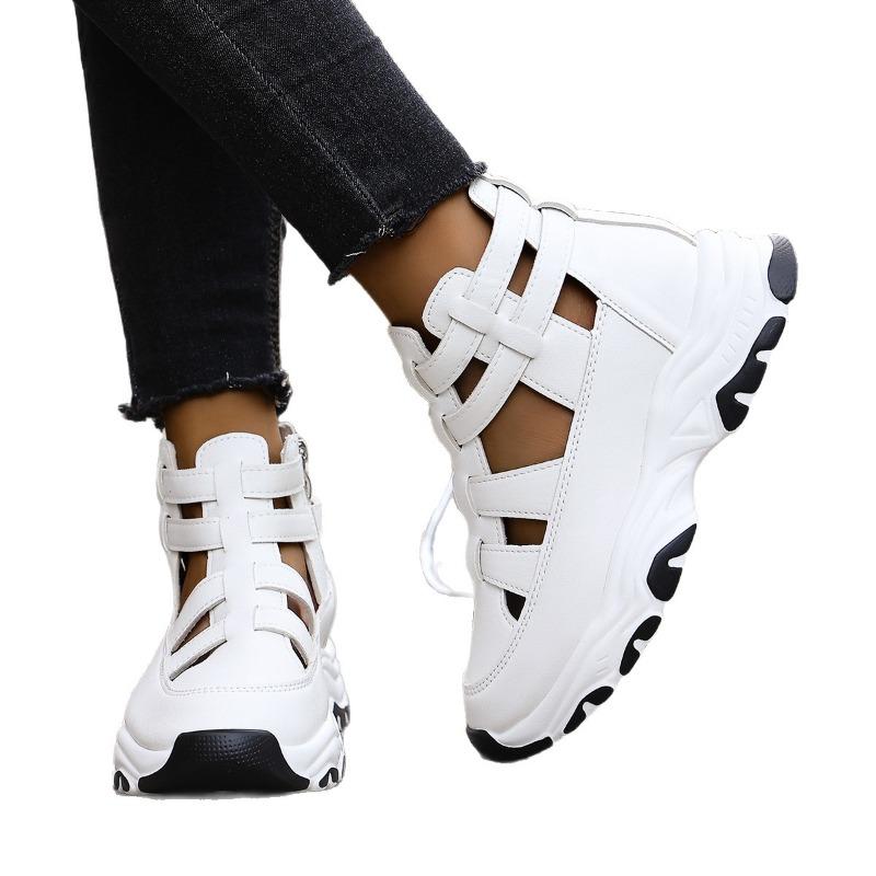 New Style Women's Shoes - Platform Heels, Hollowed-out Round Toe, Built-in Height, Sports Sandals