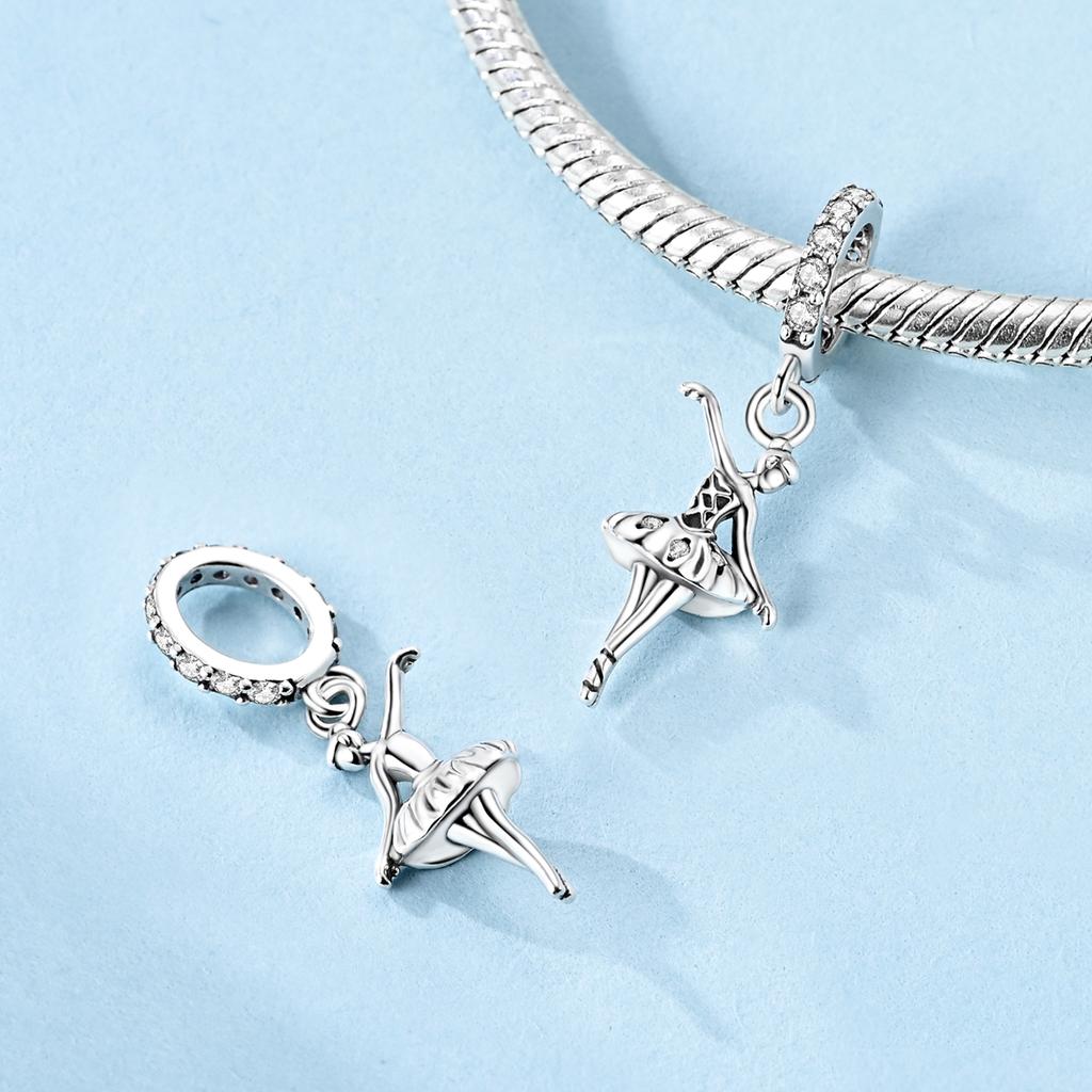 Echter Kupfer-Ballettmädchen-Anhänger, passend für originelle Armbänder, zur Herstellung von Modeschmuck, Geschenkidee