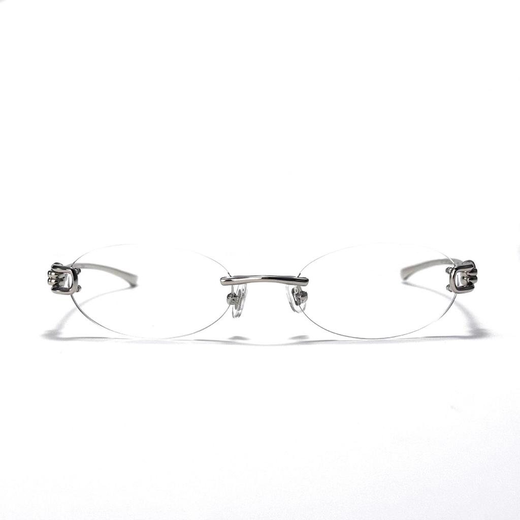 GM Musubi Frame Women's Rimless Cat Eye Metal Glasses - High-End Style by Wang Jiaer