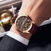 Men's Leather Strap Quartz Business Wristwatch - Stylish and Popular Design