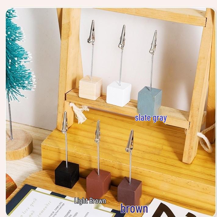 Solid Wood Vertical Sticky Note Holder with Alligator Clip Ornament