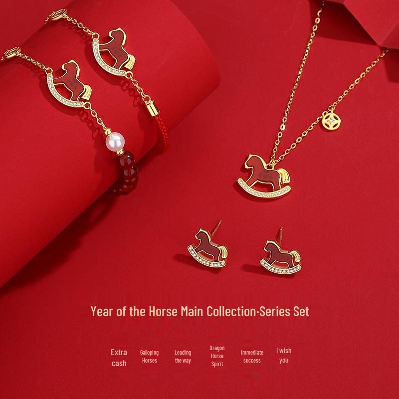 Tichiya Red Agate Earrings for Women - S925 Sterling Silver, Retro National Trend, Year of the Horse Design.