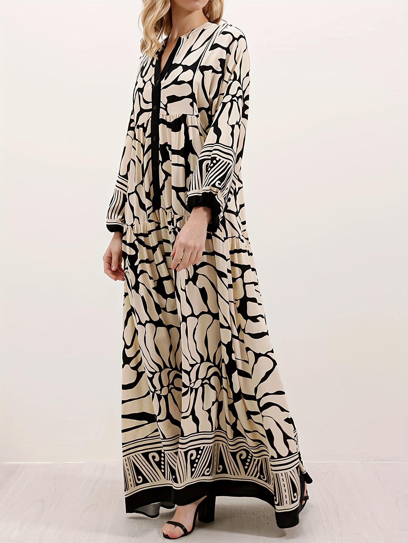 

Элегантное благородное платье в ближневосточном стиле - Мягкое, удобное, длинное платье с принтом M хаки