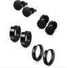 4 Paar Herren Damen Schwarz Edelstahl Ohrstecker Runde Hantel Ohrstecker Set