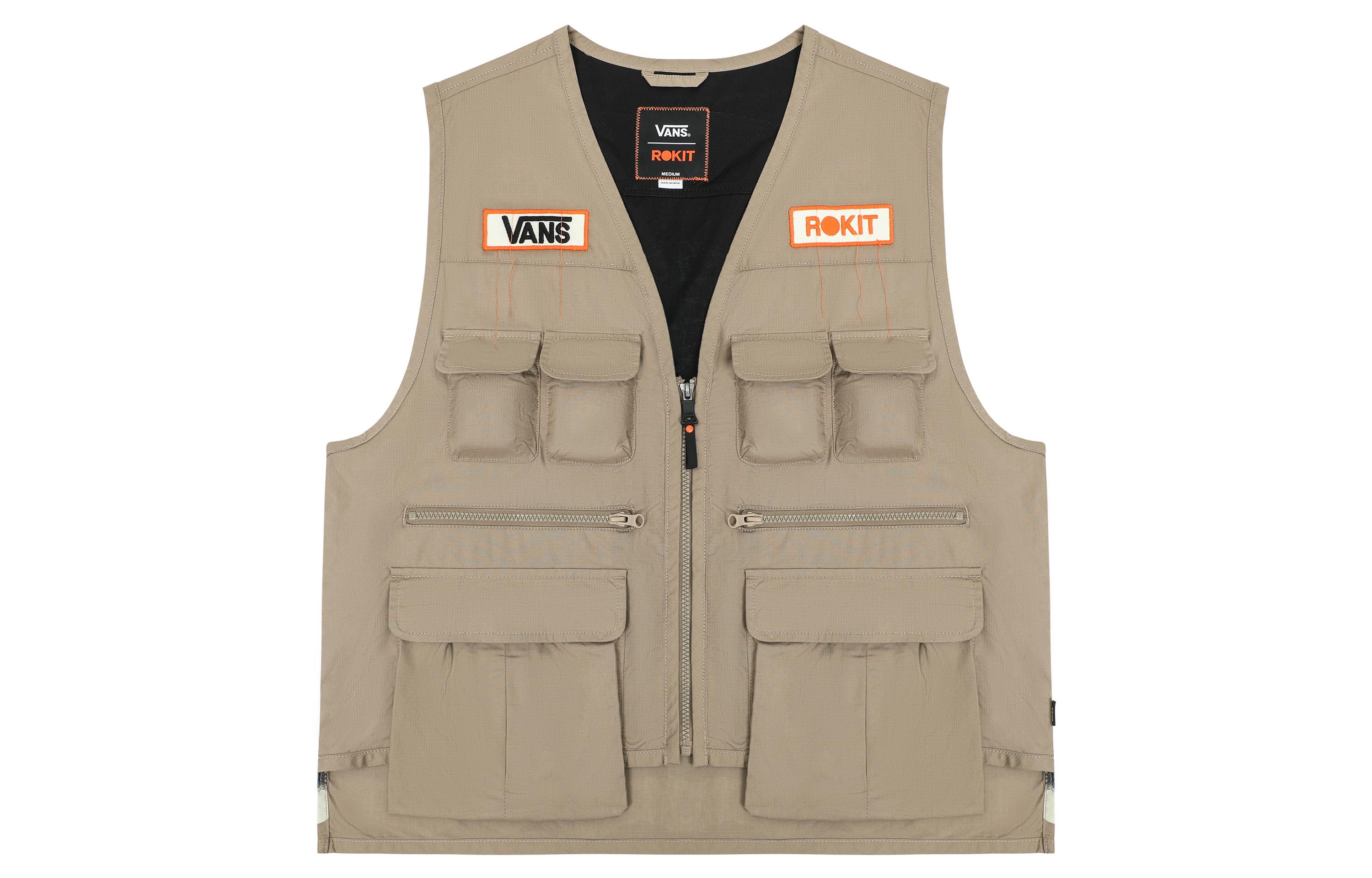 Vans Vests Unisex Khaki Collarless Moderate Fishing VN0005XAKHK S