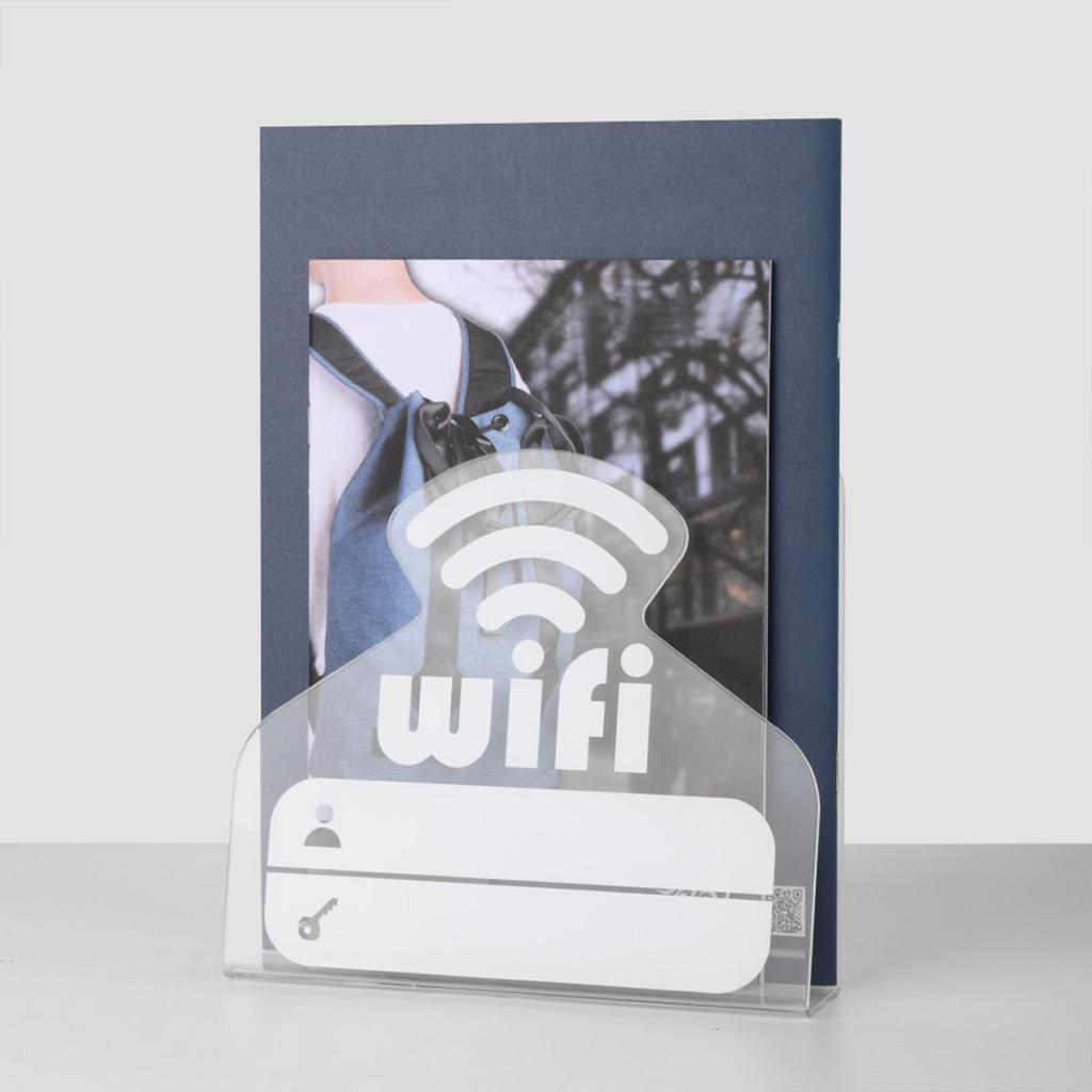 WiFi Pattern Password Sign Rack, Table Display Holder, Sturdy Clear